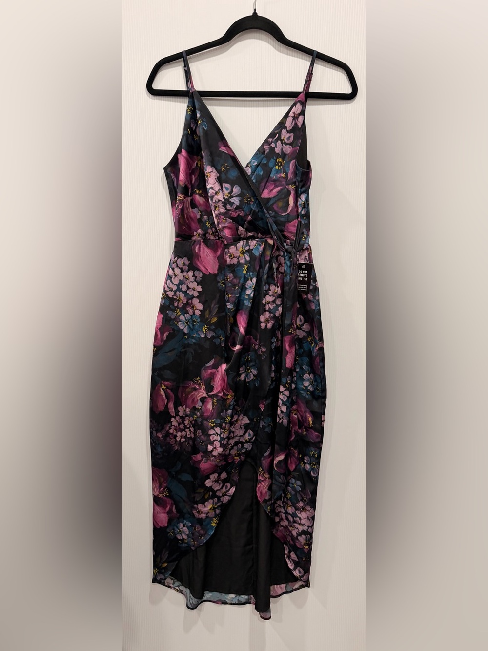 Express Black Dress with Pink & Blue Floral Print - Picture 2 of 4
